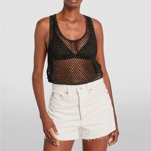 All Saints Embellished Rosalie Mesh Tank Top